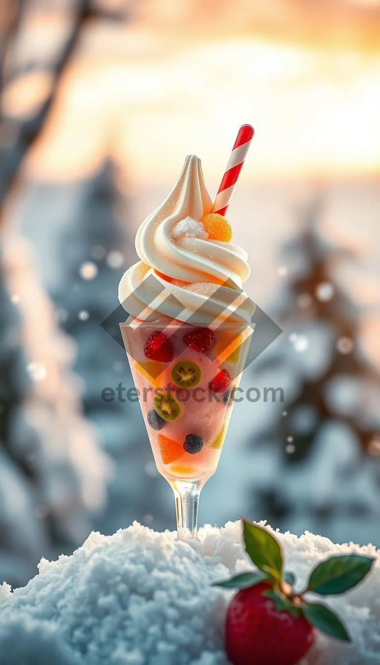 Picture of Strawberry chocolate cocktail dessert with torch lighting