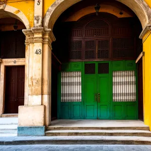 Stunning Ancient Church Facade with Historic Arched Door