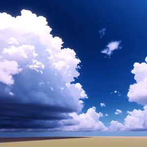 Vibrant Summer Sky with Fluffy Clouds and Sunlight