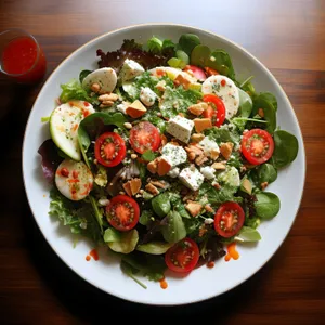 Fresh Vegetable Salad with Cheese and Olive Oil dressing