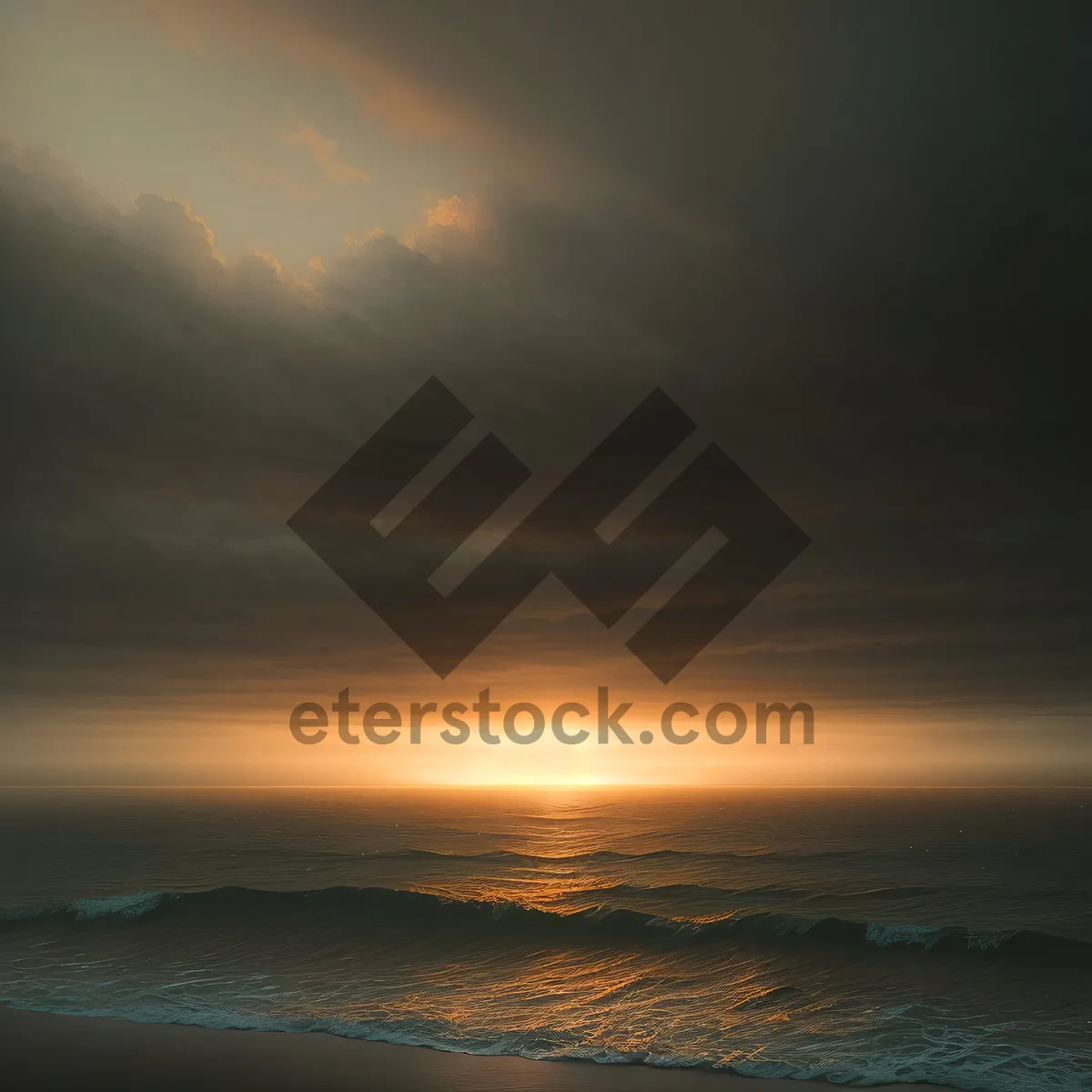 Picture of Golden Beach Horizon: Mesmerizing Sunset Over the Ocean