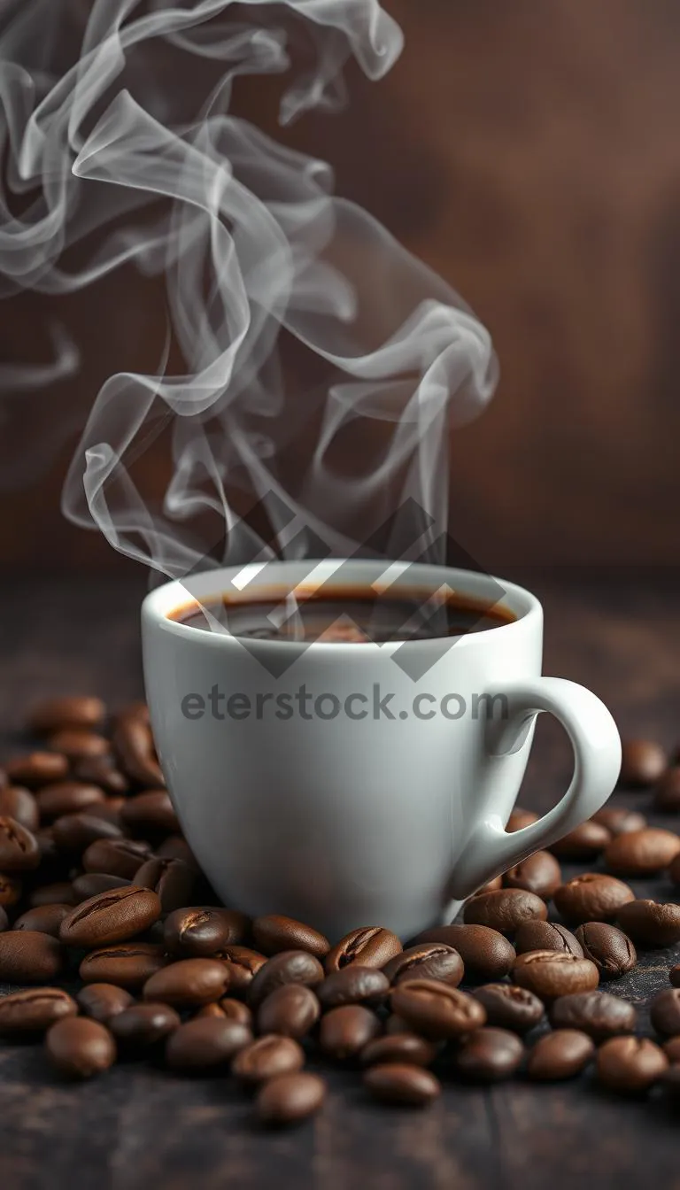 Picture of Hot breakfast plate with coffee and spoon