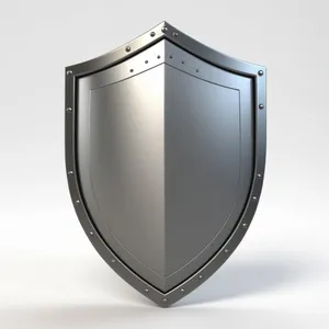 Graphic emblem design with shiny metal shield icon