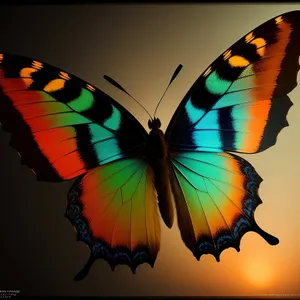 Colorful Butterfly Soaring Through Summer Sky