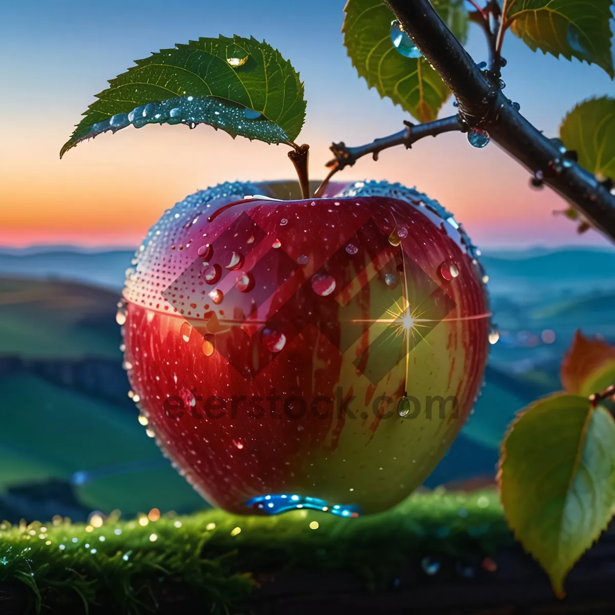 Picture of Fresh, Delicious Red Apple for Holiday Celebration Decoration