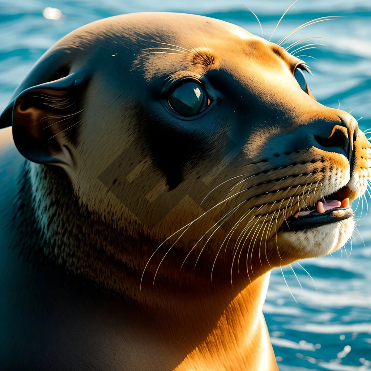 Picture of Playful Sea Lion Splashing in Ocean