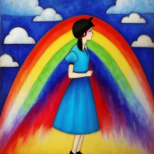 Colorful Umbrella Art: Pencils Creating Vibrant Canopy