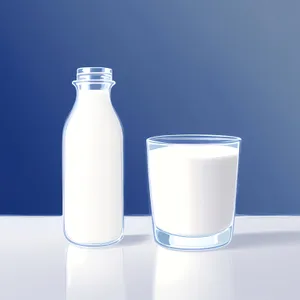 Liquid Milk in Transparent Glass Bottle
