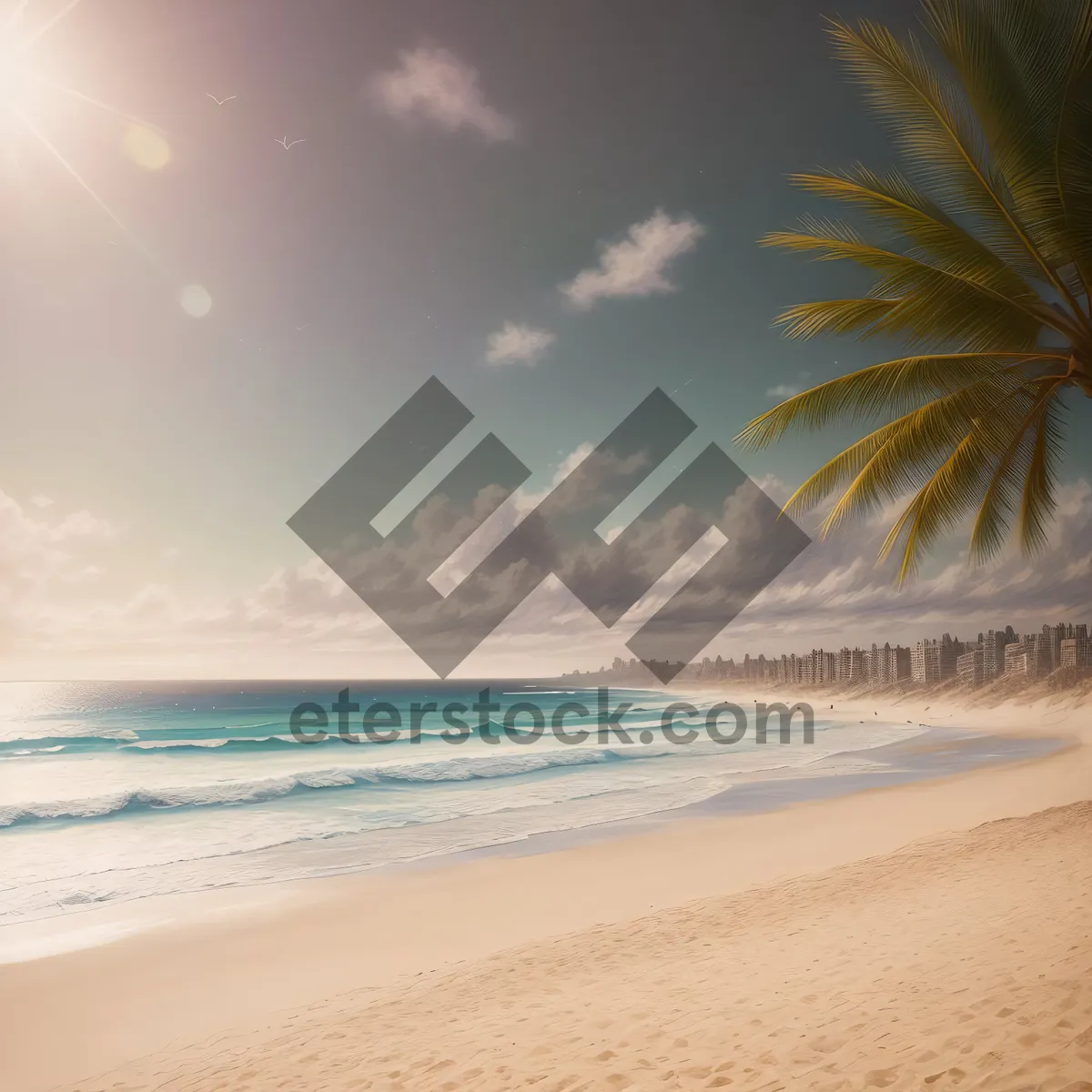 Picture of Tranquil Tropical Beach Paradise with Clear Turquoise Waters