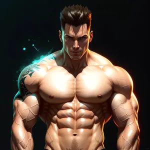 Attractive Male Bodybuilder Posing Nude with Muscular Torso.