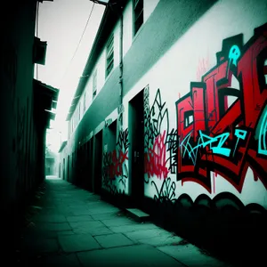 City Street Art: Old Graffiti Alley Decoration