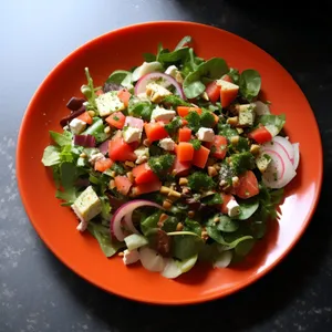Gourmet Vegetable Plate with Fresh Ingredients and Cheese