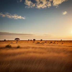 Golden Dune Sunset Over Desert Landscape