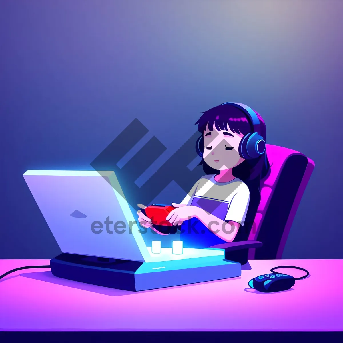 Picture of Professional Businesswoman Working on Laptop in Office