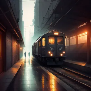 Urban Subway Train at City Station