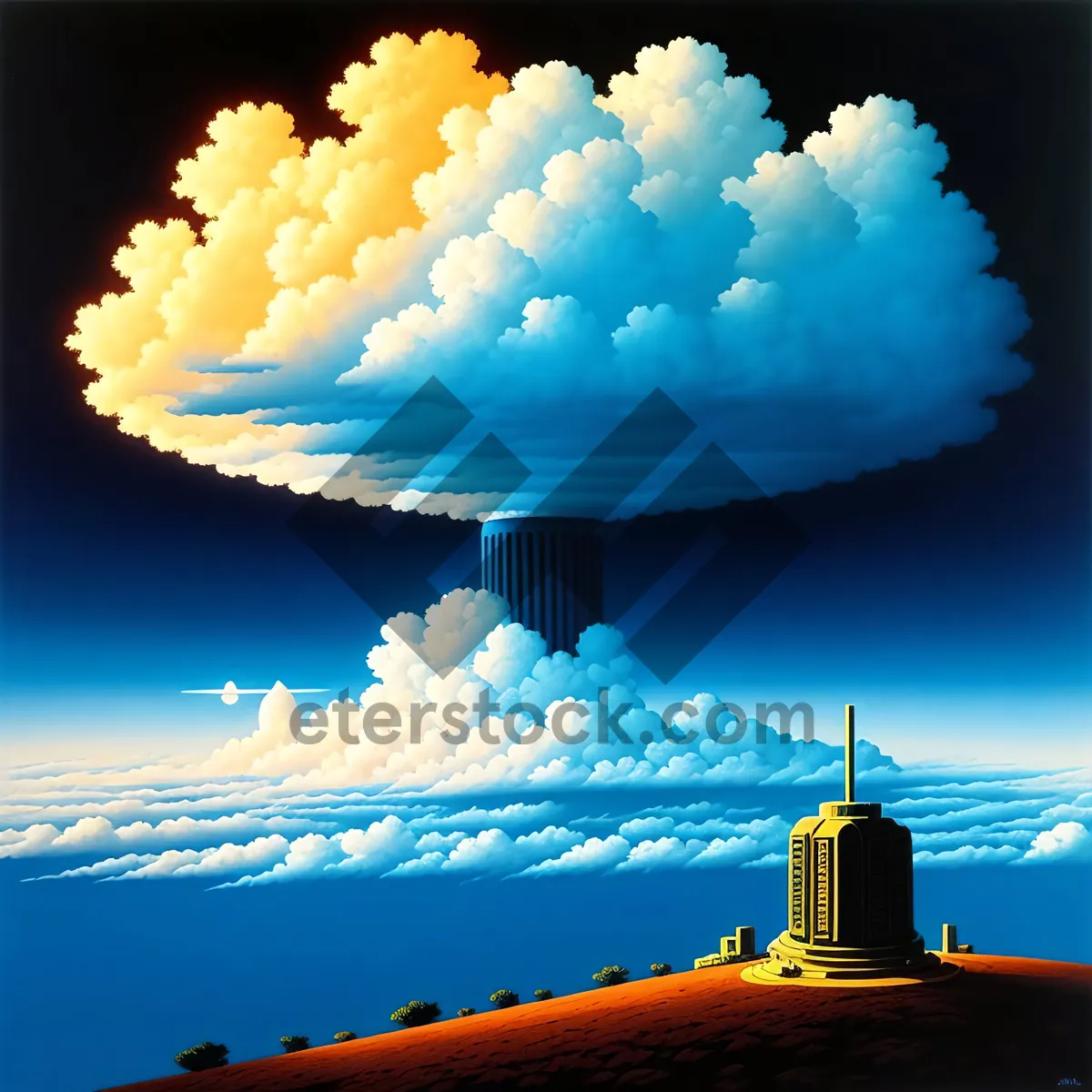 Picture of Vibrant Skies: Captivating Cloudscape Over Sunlit Landscape