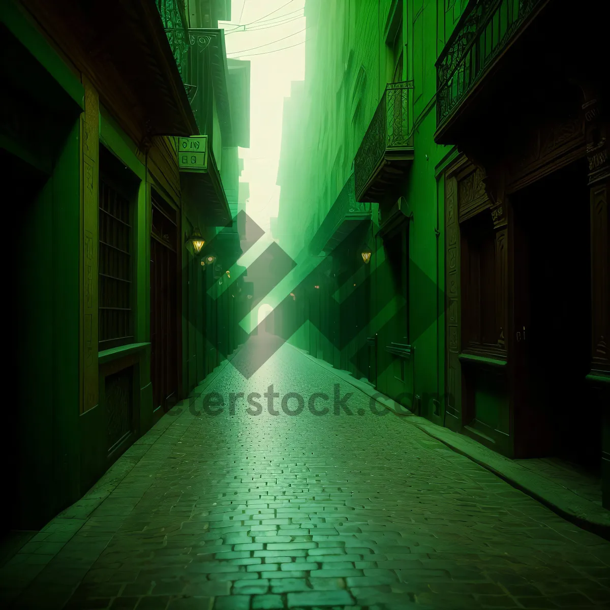 Picture of Modern Urban Laser Spotlight in Architectural Tunnel