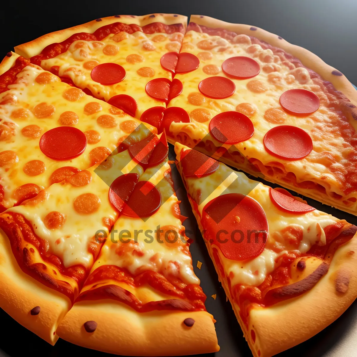 Picture of Delicious Gourmet Pizza with Pepperoni and Mozzarella