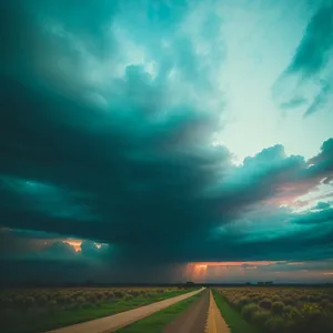 Vibrant Sunset Over Serene Meadow