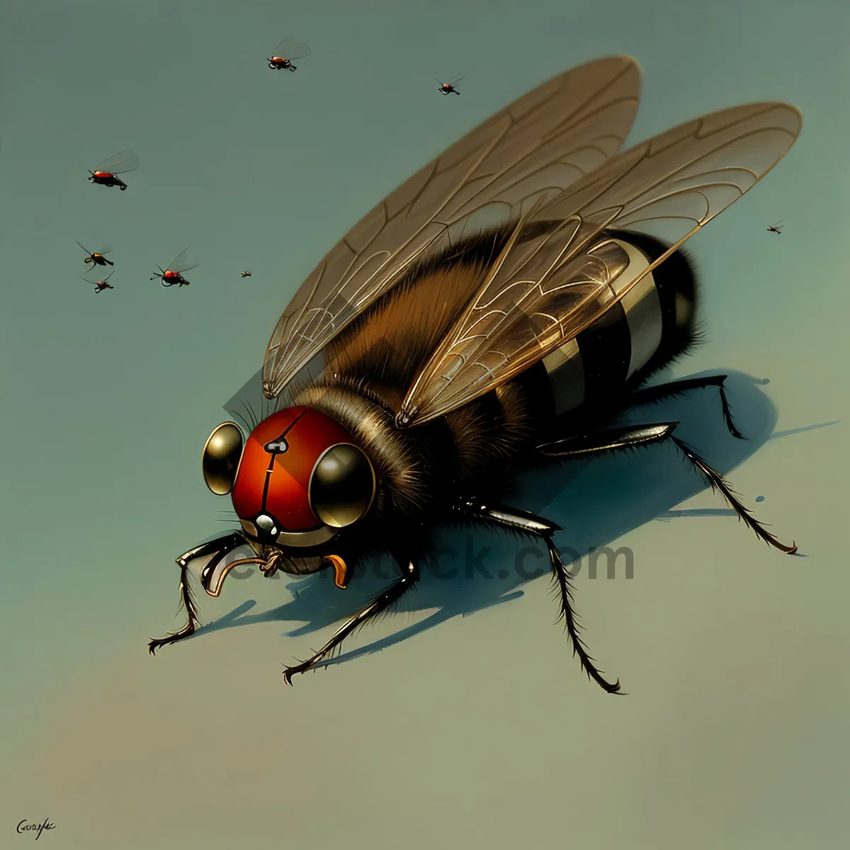 Picture of Vibrant Ladybug Resting on Green Leaf