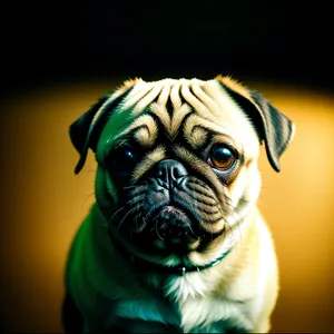 Adorable Wrinkled Pug Bull Portrait: Cute Purebred Canine Friend