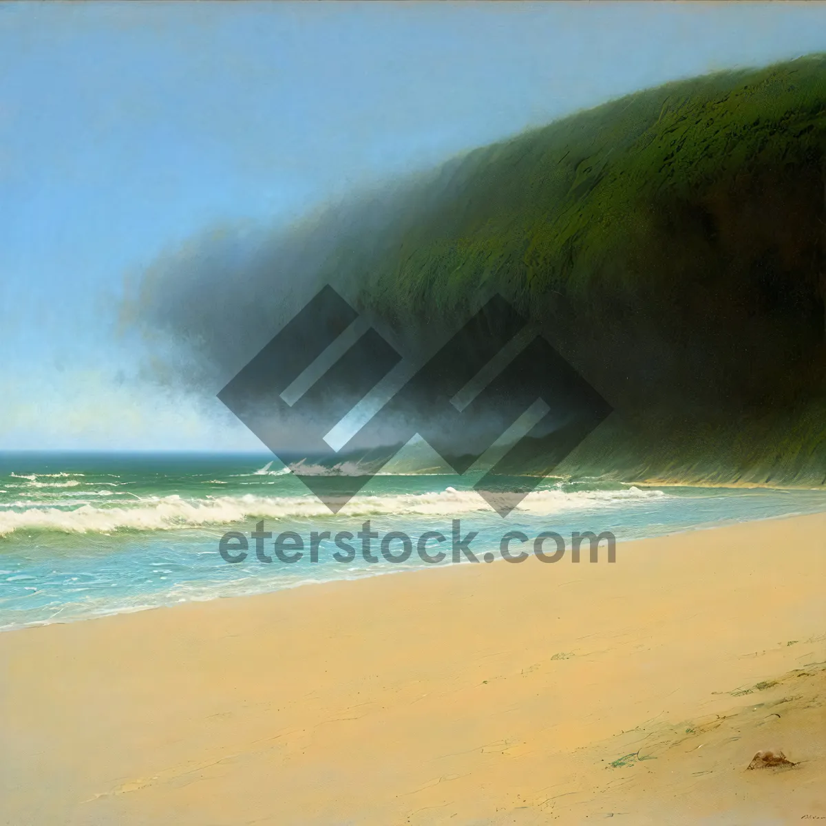 Picture of Turquoise Tropic Paradise: Ocean Waves on Sandy Beach