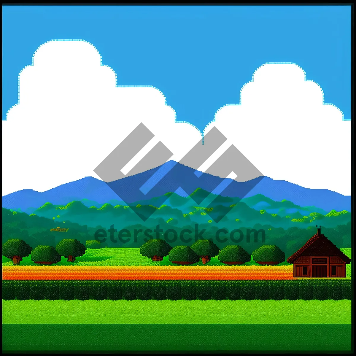 Picture of Vibrant Summer Meadow Under Clear Blue Sky