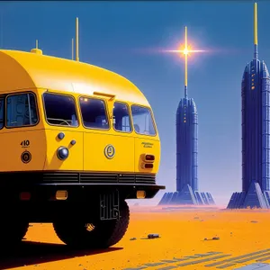 Sunset City Bus in Modern Architecture