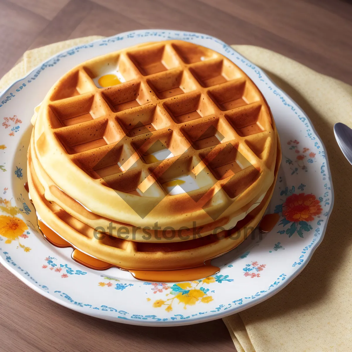 Picture of Decadent Breakfast Delight: Sweet Waffle Pretzel Dessert on Plate