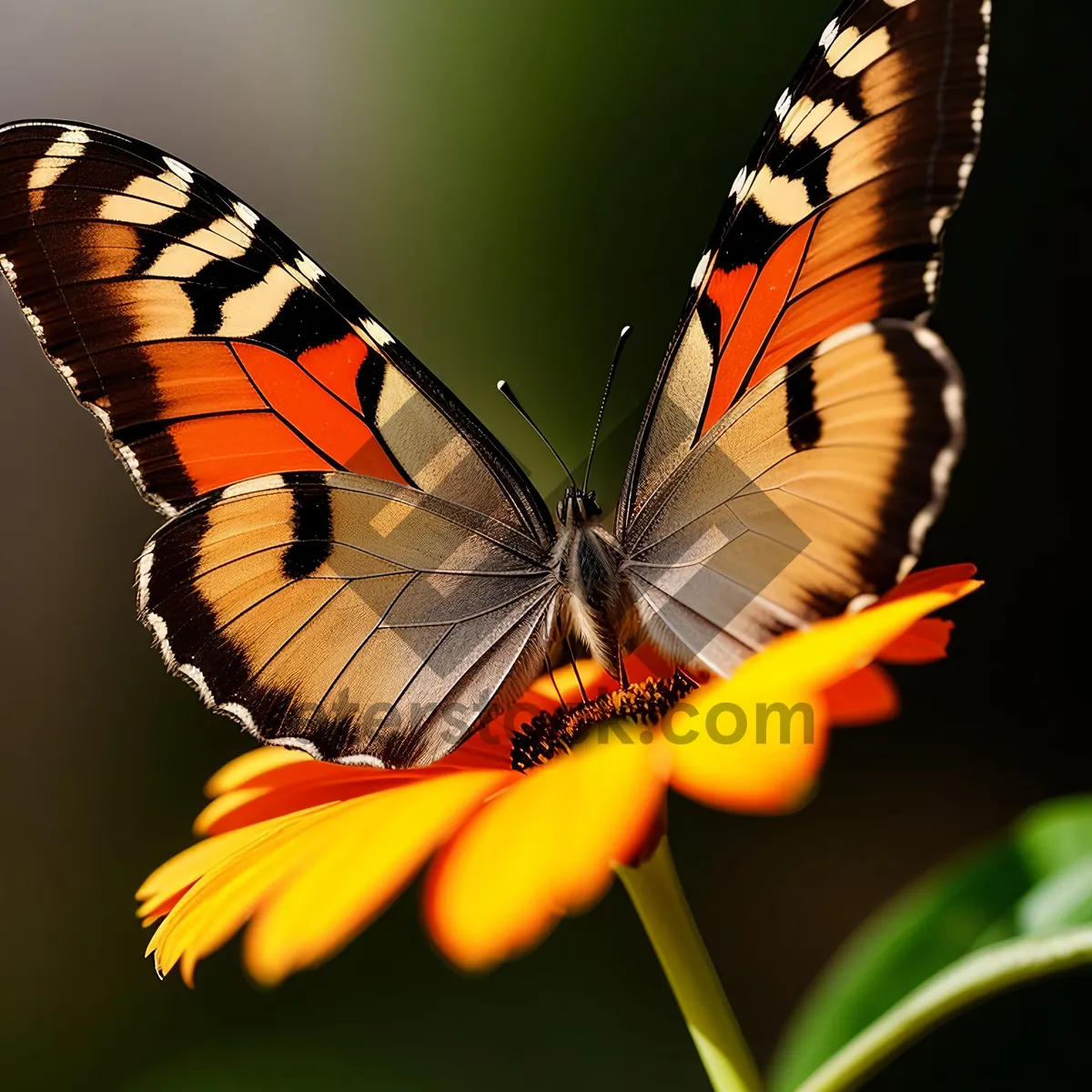 Picture of Colorful Butterfly with Delicate Wings on Flower