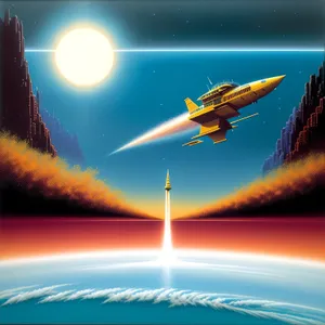Dazzling Skyline with Radiant Sunset and Airborne Jet