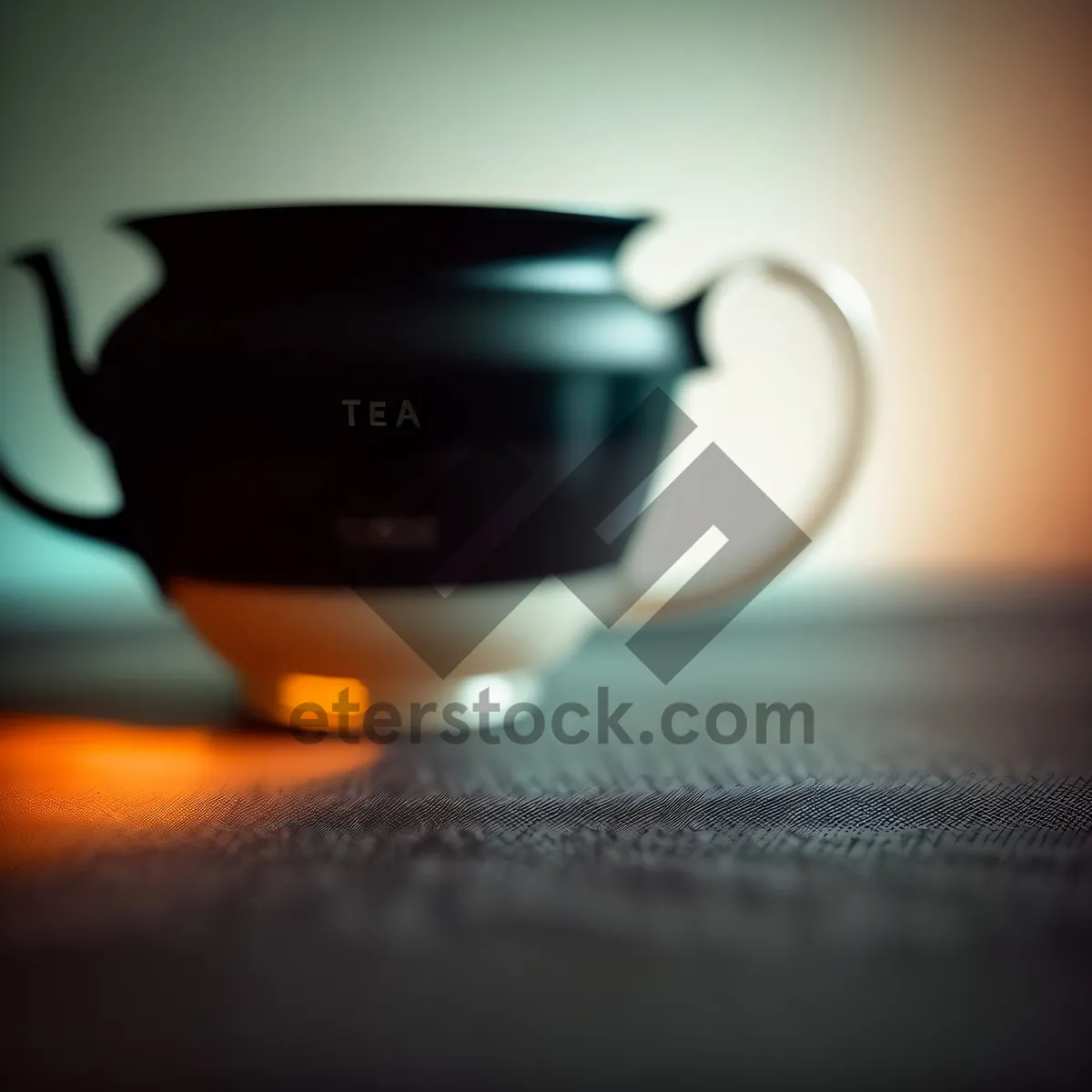 Picture of Hot breakfast coffee in elegant china teapot