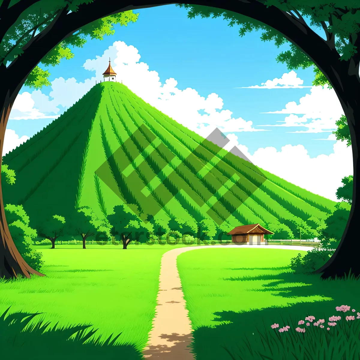 Picture of Idyllic Countryside with Rolling Green Fields