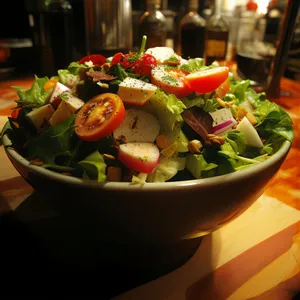 Fresh Salad Plate with Vegetables and Meat