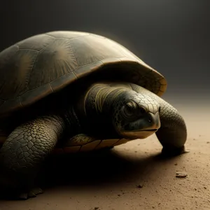 Protected Reptile in its Mud Shell: Turtle