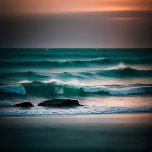 Seaside Serenity: Sunset Waves on Sunny Beach