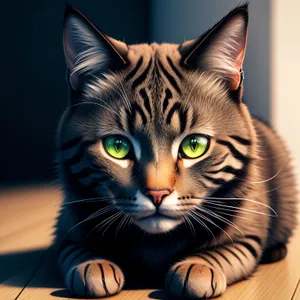 Fluffy Gray Tabby Cat with Piercing Eyes
