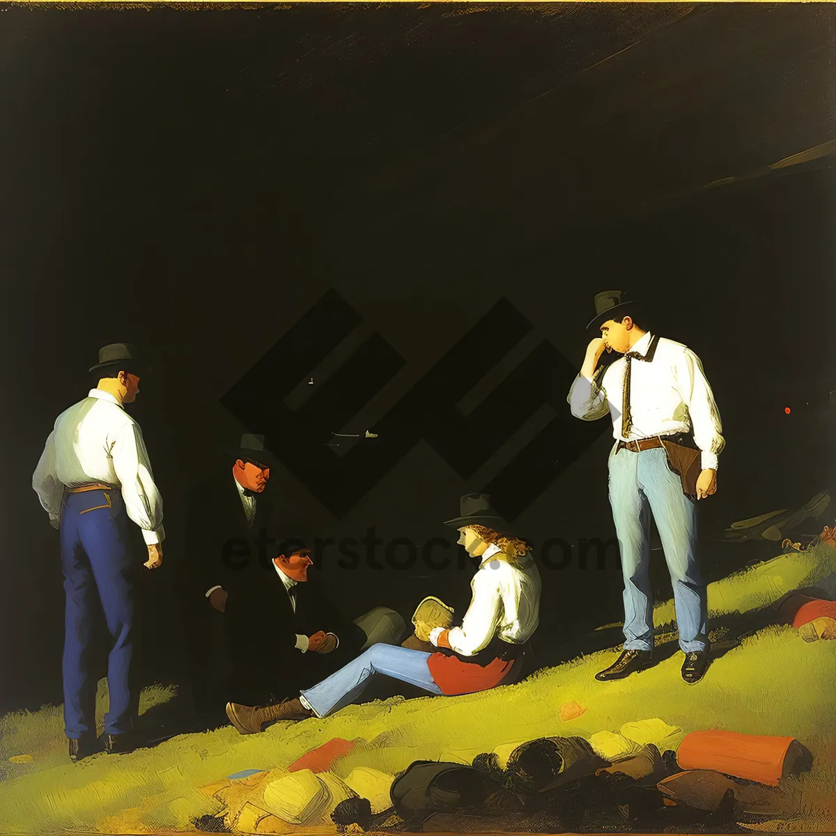 Picture of Patriotic crowd cheering under stadium lights