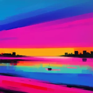Golden Horizon at Dusk: Serene Seascape with Vibrant Sunset