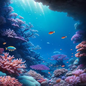 Colorful Coral Reef Below Sunbeam Rays