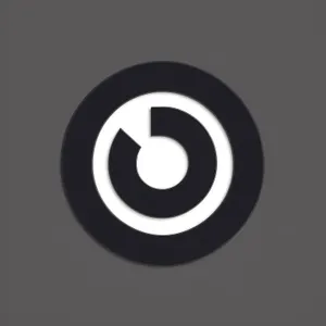 Sleek 3D Icon: Circle Symbol with Black Shiny Reflection