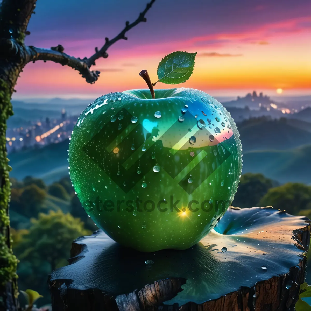 Picture of Edible fruit planet for holiday decoration