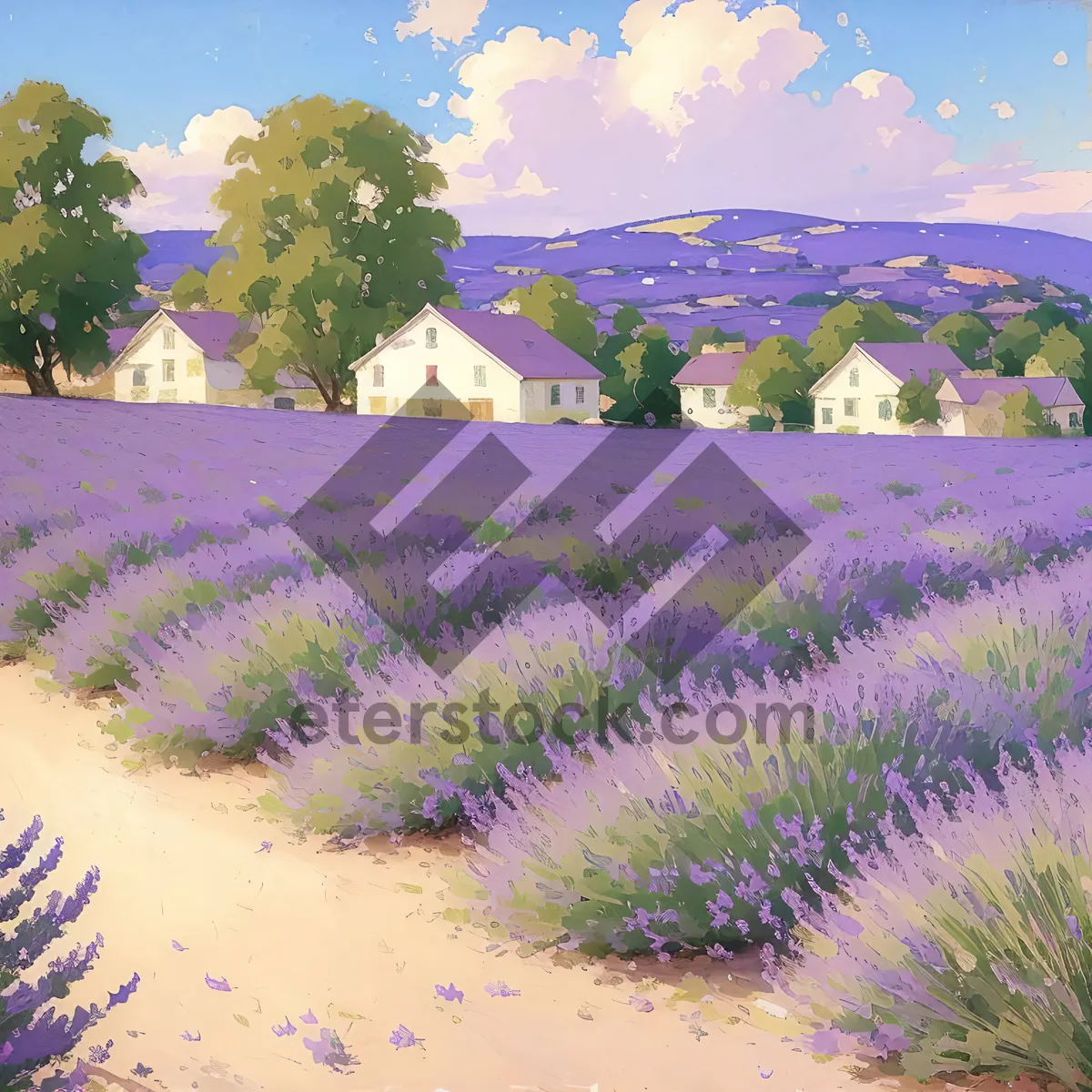 Picture of Serene Lavender Fields in the Countryside