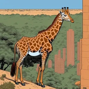 Majestic Giraffe Grazing in the Savanna