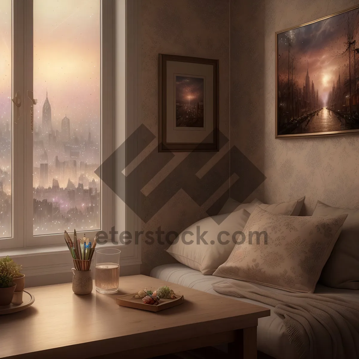 Picture of Modern and Luxurious Bedroom Interior With Cozy Decor