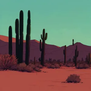 Saguaro Sunset Silhouette in Desert Landscape