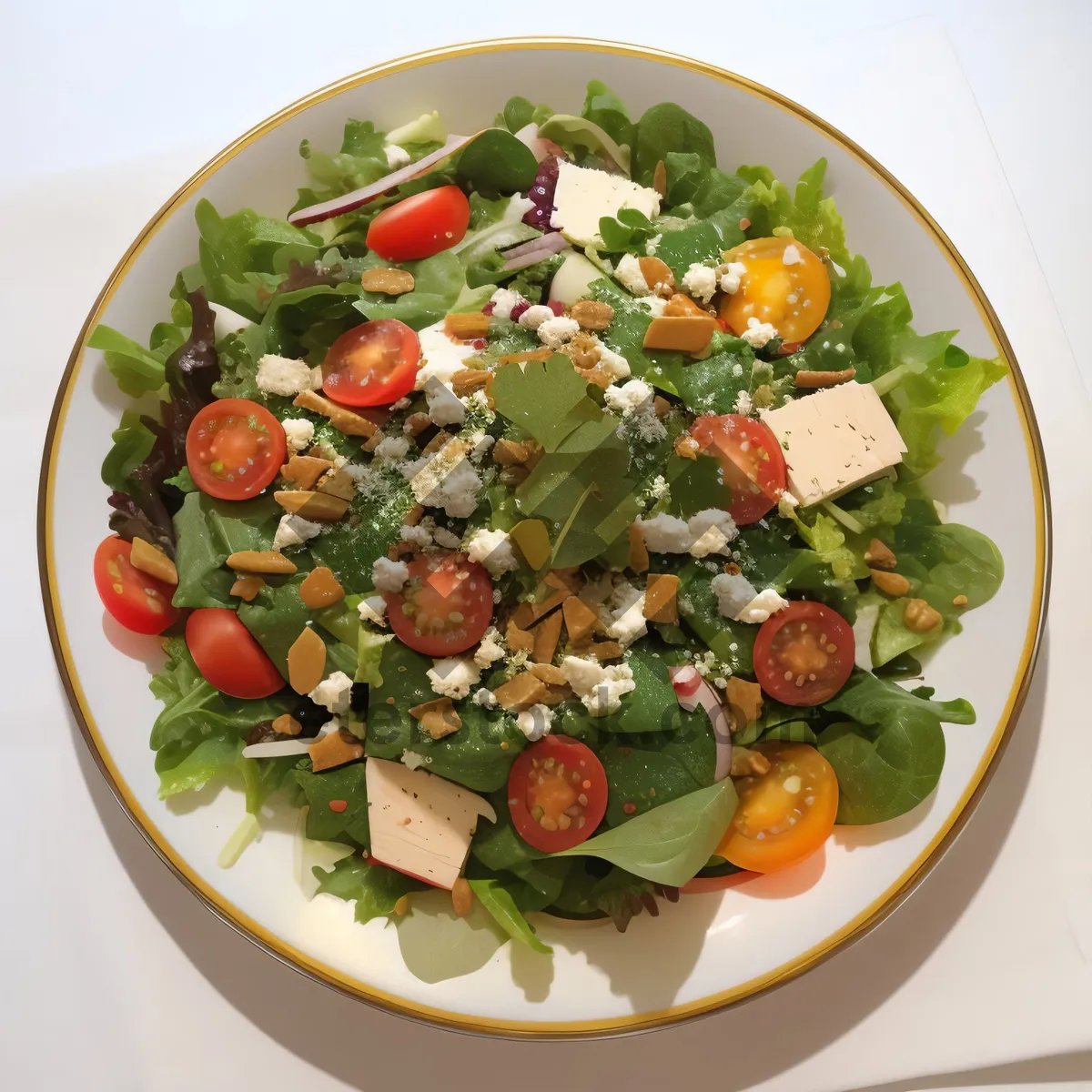 Picture of Fresh Vegetable Salad with Cheese and Chickpeas