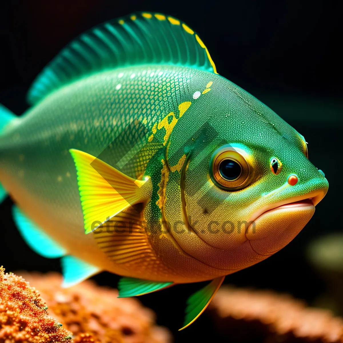 Picture of Vibrant Exotic Fish Swimming in Colorful Aquarium