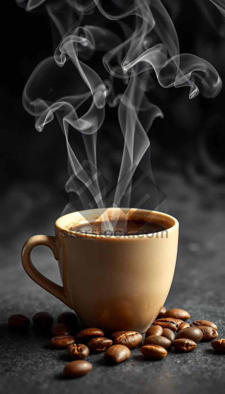 Picture of Dark Espresso Shot with Spoon on Table