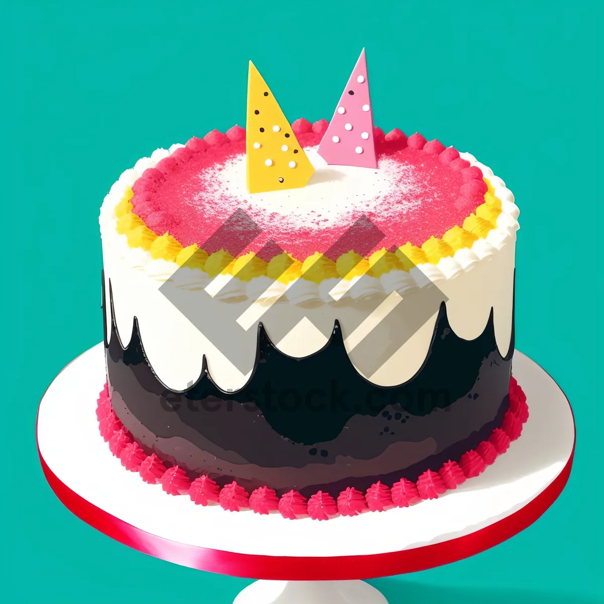 Picture of Pink Birthday Cupcake with Cream Frosting and Candle